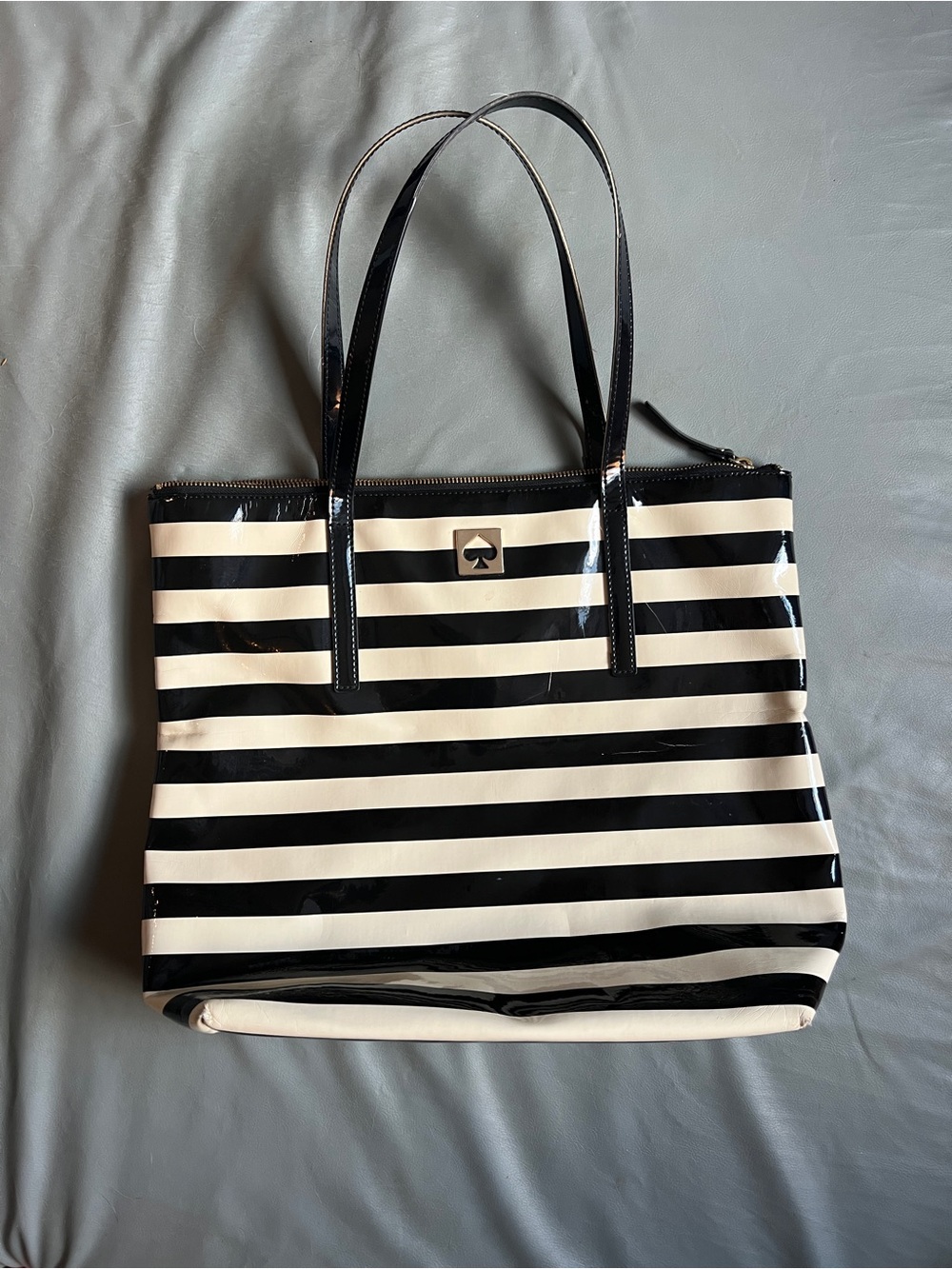 Kate Spade New York Black & ivory Patent Leather tote